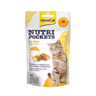 Вітамінні ласощі для кішок GimCat Nutri Pockets Сир+Таурін 60 г для очей та серця G-419329/400716 фото