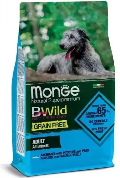 Сухой корм для собак Monge Dog Bwild Grain Анчоус 15 кг 8009470006033 фото