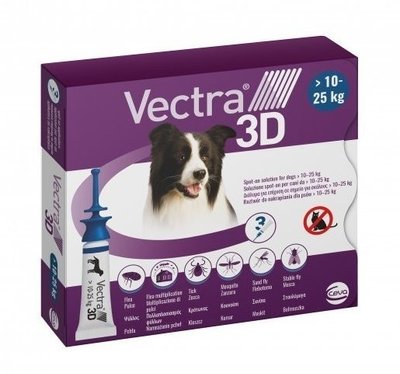 Капли на холку от клещей и блох для собак Ceva Vectra 3D (Вектра 3D) от 10 до 25 кг 1 пипетка 81510 фото