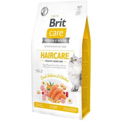 Сухой корм для котов уход за шерстью Brit Care Cat GF Haircare Healthy&Shiny Coat курица и лосось 7 кг 171305/0877 фото