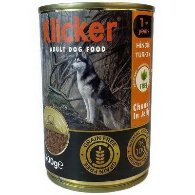 Вологий корм Klicker для дорослих собак шматочки індички в желе 400 г 610504 фото