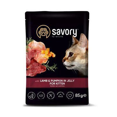 Вологий корм для кошенят Savory 85 г ягня та гарбуз 20086 фото