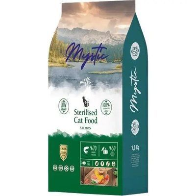 Сухой корм Mystic беззерновой для взрослых стерилизованных кошек с лососем 500 г 500003 фото