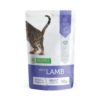 Вологий корм для дорослих котів з чутливим травленням з ягням Nature's Protection Sensitive digestion with Lamb 100 г KIK45691 фото