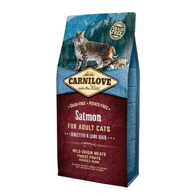 Сухий корм для котів з чутливим травленням Carnilove Cat Salmon - Sensitive & Long Hair лосось 6 кг 170204/2270 фото