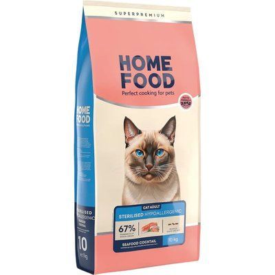 Сухой корм для стерилизованных/кастрированных взрослых кошек Home Food Hypoallergenic For sterilised/neutered морской коктейль 10 кг 3068100 фото