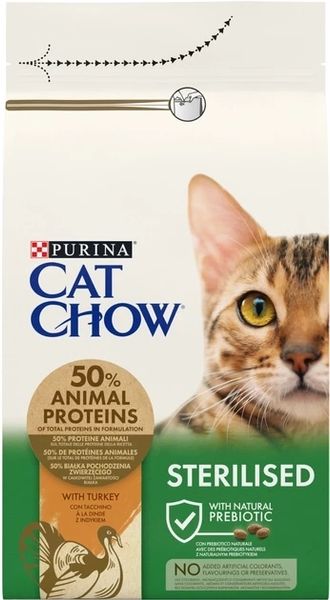 Сухий корм для дорослих стерилізованих котів Purina Cat Chow Sterilised з індичкою 1.5 кг 7613287329516-1 фото