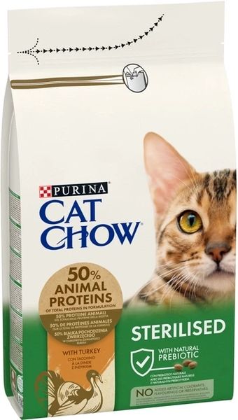 Сухий корм для дорослих стерилізованих котів Purina Cat Chow Sterilised з індичкою 1.5 кг 7613287329516-1 фото