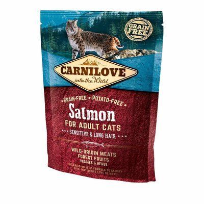Сухой корм для котов с чувствительным пищеварением Carnilove Cat Salmon - Sensitive & Long Hair лосось 400 г 170192/2294 фото