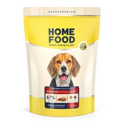 Беззерновий корм Home Food Home Food Grain-Free Hypoallergenic Adult Medium Maxi для собак середніх та великих порід качка та нут 1.6 кг 1138016 фото