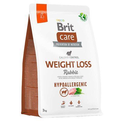 Сухий корм для собак із зайвою вагою Brit Care Dog Hypoallergenic Weight Loss кролик 3 кг 172224 фото
