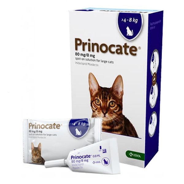 Prinocate KRKA Принокат капли на холку от блох, клещей и гельминтов для котов 4-8 кг KRK72072 фото