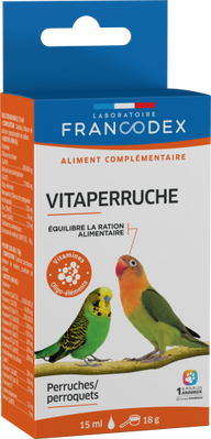 Витамины и минералы для волнистых попугаев Francodex Vitaperruche 15 мл 174052 фото