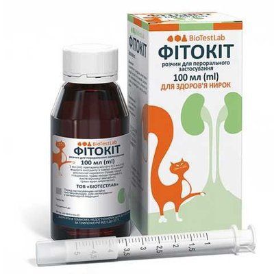 Розчин BioTestLab Фітокот для лікування циститів уретритів і сечокам'яної хвороби для котів 100 мл BTL48157 фото