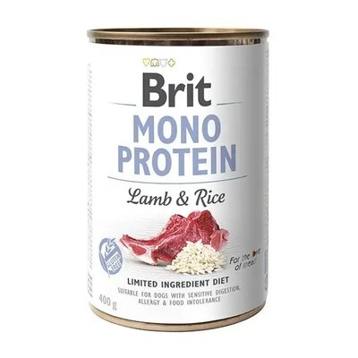 Влажный корм для собак Brit Mono Protein Lamb&Rice ягнёнок и рис 400 г 100833/100053/9728 фото