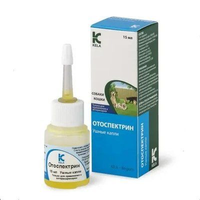 Ушные капли Kela Отоспектрин для собак и кошек 15 мл 435 фото