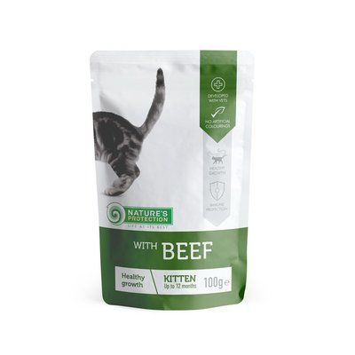 Вологий корм для здорового росту кошенят з яловичиною Nature's Protection Kitten Healthy Growth with Beef 100 г KIK45278 фото