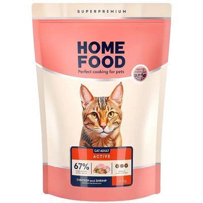 Сухой корм для активных кошек Home Food For active с курицей и креветкой 1.6 кг 3038016 фото
