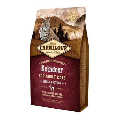 Сухий корм для активних котів Carnilove Cat Raindeer - Energy & Outdoor оленина та кабан 2 кг 170200/2256 фото