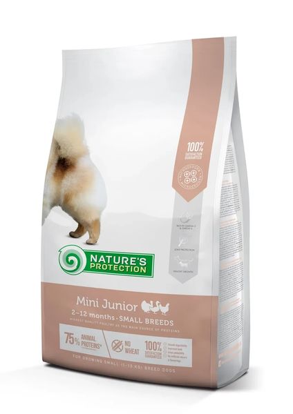 Сухий корм для цуценят малих порід Mini Junior Small Breeds Nature's Protection м'ясо птахів 7.5 кг NPS45725 фото