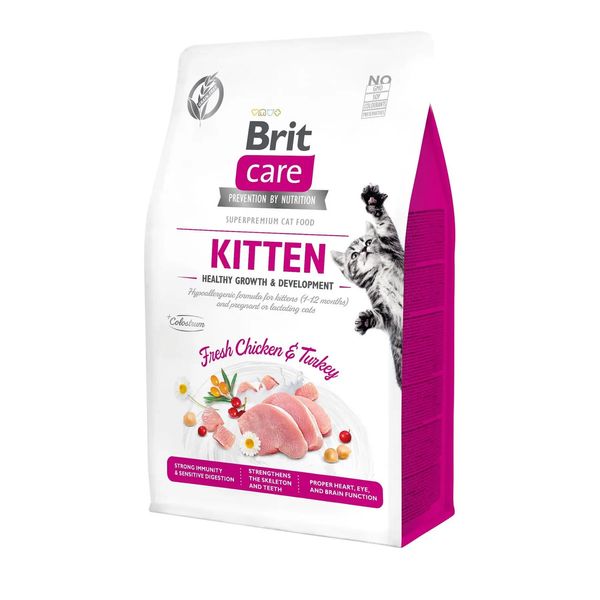 Сухой корм для котят Brit Care Cat GF Kitten HGrowth & Development курица и индейка 400 г 171279/0686 фото