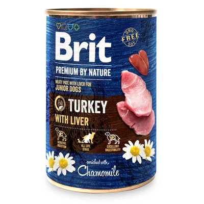 Влажный корм для щенков и молодых собак Brit Premium By Nature Turkey with Liver индейка с печенью 800 г 100410/8577 фото