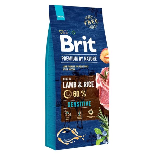 Сухой корм для собак с чувствительным пищеварением Brit Premium Sensitive Lamb & Rice с ягненком 15 кг 170845/6642 фото