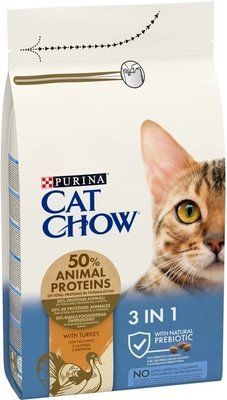 Сухий корм для котів Purina Cat Chow Feline 3-in-1 з формулою потрійної дії з індичкою 1.5 кг 7613034155139 фото