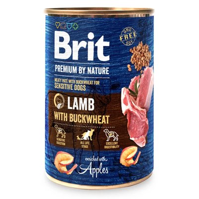 Влажный корм для собак с чувствительным пищеварением Brit Premium By Nature Lamb with Buckwheat ягненок с гречкой 800 г 100416/8638 фото