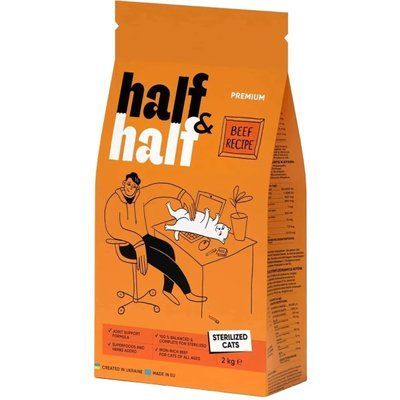 Корм сухой Half & Half для стерилизованных кошек с говядиной 2 кг 20802 фото