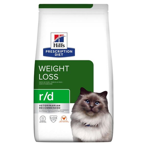 Корм лікувальний Hill's Prescription Diet Weight Reduction r/d Chicken для зниження ваги у котів з куркою 1.5 кг 605927 фото