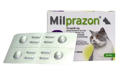 Таблетки противогельминтные KRKA Милпразон для котов от 2 до 8 кг 16мг/40мг 4 таблети KRK21958 фото