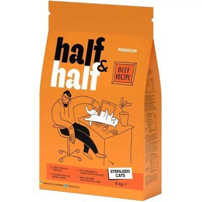 Корм сухой Half & Half для стерилизованных кошек с говядиной 8 кг 20819 фото