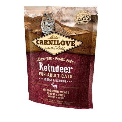 Сухой корм для активных котов Carnilove Cat Raindeer - Energy & Outdoor оленина и кабан 400 г 170194/2263 фото