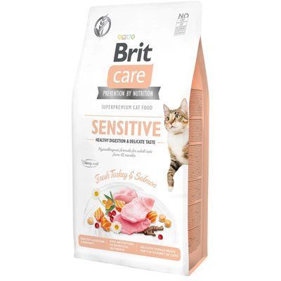 Сухой корм для привередливых котов Brit Care Cat GFSensitive HDigestion&Delicate Taste индейка и лосось 7 кг 171281/0693 фото