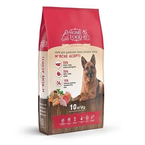 Сухой корм для взрослых собак средних пород Home Food Premium мясное ассорти 10 кг 31 фото