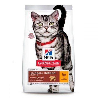 Сухой корм для выведения комочков шерсти у котов Hill's Science Plan Adult Hairball Indoor с курицей 3 кг 604140 фото