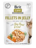 Вологий корм для котів Brit Care Cat pouch 85 г тріска та форель у желе 100536/0587 фото