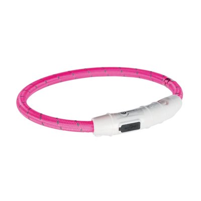 Ошейник для собаки Trixie полиуретановый светящийся USB «Flash» L-XL 65 cм / 7 мм Розовый 12707 фото