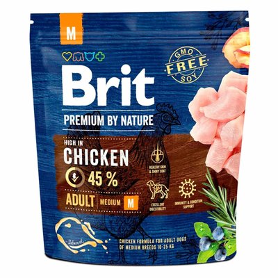 Сухой корм для собак средних пород Brit Premium Dog Adult M с курицей 1 кг 170815/6345 фото