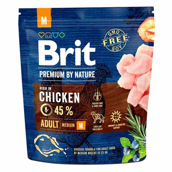 Сухой корм для собак средних пород Brit Premium Dog Adult M с курицей 1 кг 170815/6345 фото