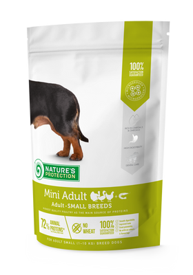 Сухой корм для взрослых собак малых пород Mini Adult Small Breeds Nature's Protection мясо птиц 500 г NPS45730 фото