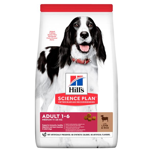 Сухий корм для дорослих собак середніх порід Hill's SP Canine Adult Medium Breed Lamb & Rice з ягням 14 кг 607653 фото