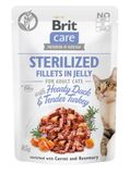 Вологий корм для кастрованих котів Brit Care Adult Sterilised Hearty Duck & Tender Turkey 85 г качка та індичка в желе 100532/0549 фото