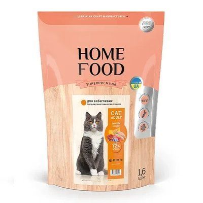 Сухой корм для взрослых привередливых котов Home Food с курицей и печенью 1.6 кг 41 фото