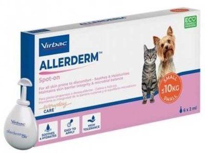 Капли Virbac Allerderm Spot-on для лечения дерматитов разной этиологии у кошек и собак до 10 кг 6 пипеток 307399 фото
