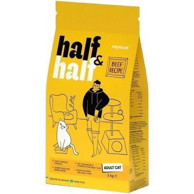 Сухой корм Half & Half для взрослых кошек с говядиной 2 кг 20840 фото