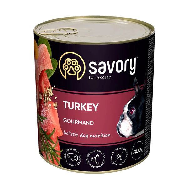 Влажный корм для взрослых собак Savory Dog Gourmand индейка 800 г 30525 фото