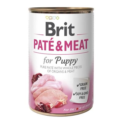 Вологий корм для цуценят Brit Pate & Meat Chicken 400 г курка та індичка 100862/100079/7448 фото