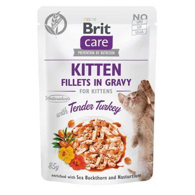 Вологий корм для кошенят Brit Care Cat pouch 85g філе індички в соусі 100531/0532 фото